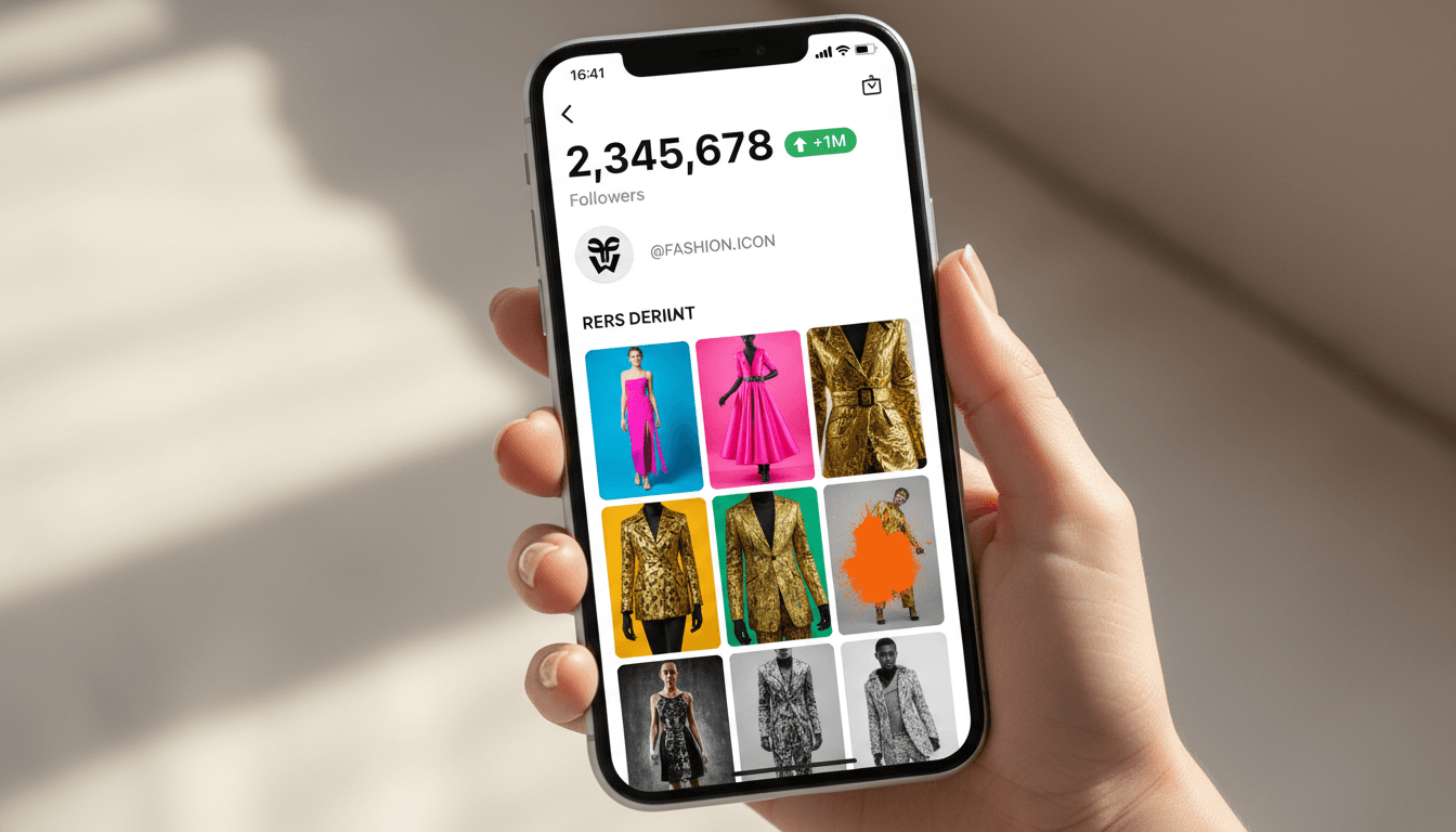 Smartphone showing a social profile with a surge in followers